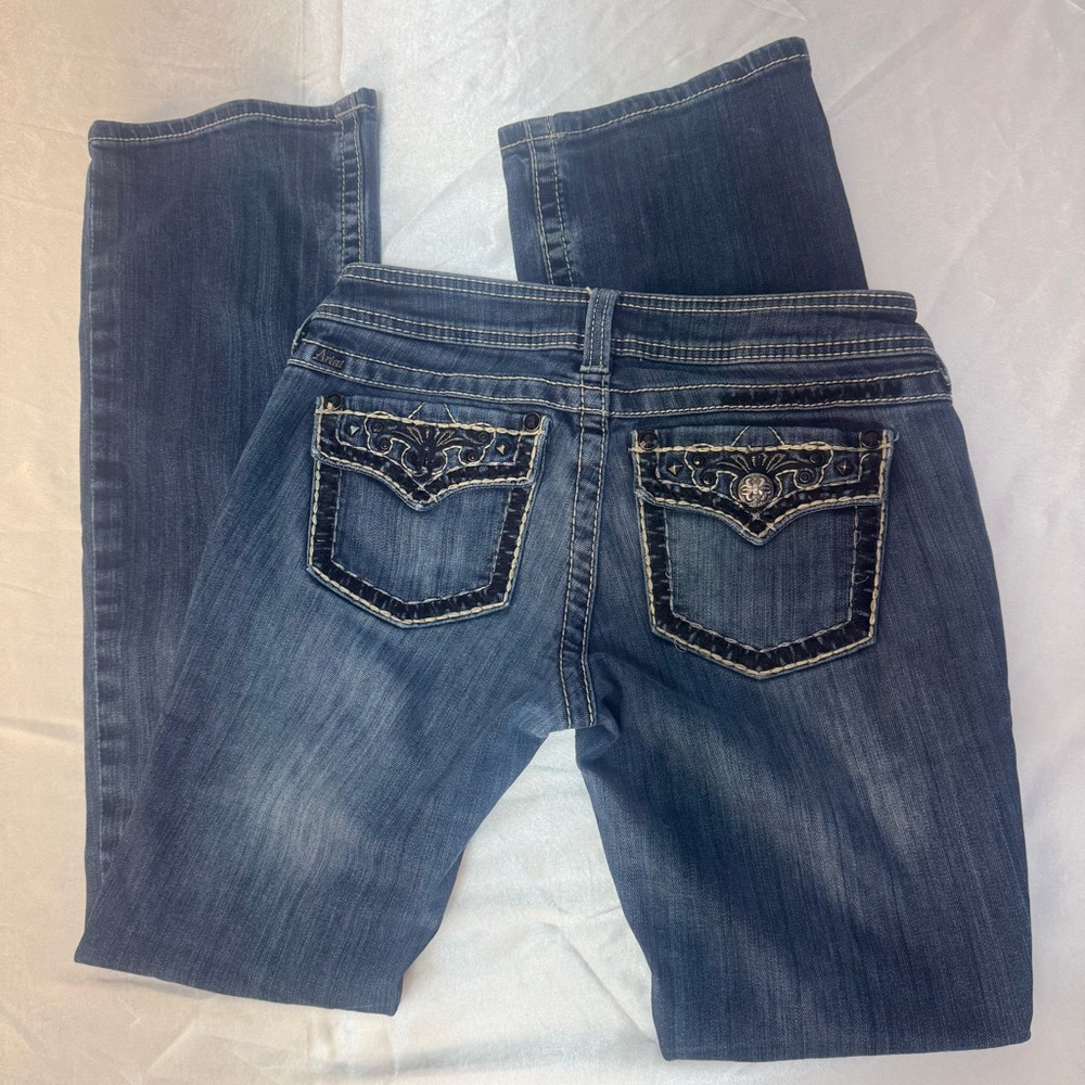 Ariat Ruby Boot Cut Blue Jeans with Black Stud Embellishments and Stitching